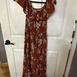 Maurices High Low Maxi Floral Off The Shoulder Dress Size Small